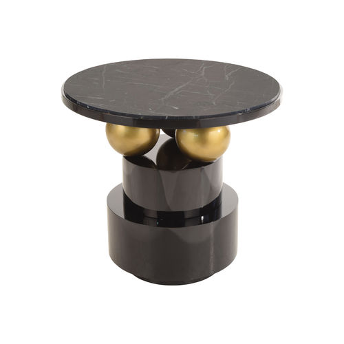 Contemporary side table - BOULE  - Pierre COUNOT BLANDIN - marble / beech base / round