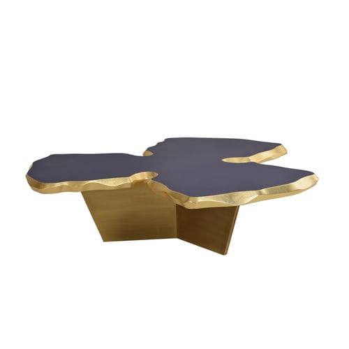 Contemporary coffee table - PUZZLE - Pierre COUNOT BLANDIN - lacquered MDF / wood with gold leaf finish / brass base