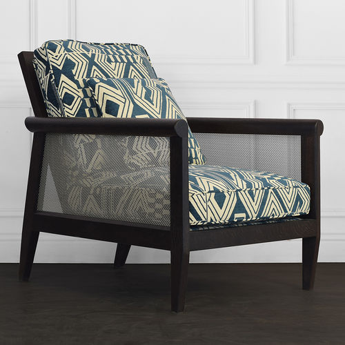 Contemporary armchair - MONTAUK - Pierre COUNOT BLANDIN - fabric / wooden / wire mesh