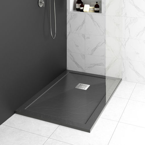 Rectangular shower base SERIES I DAYA floor level / resin / slate