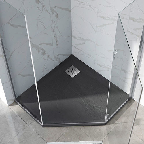 Corner shower base SERIES FP DAYA floor level / resin / nonslip