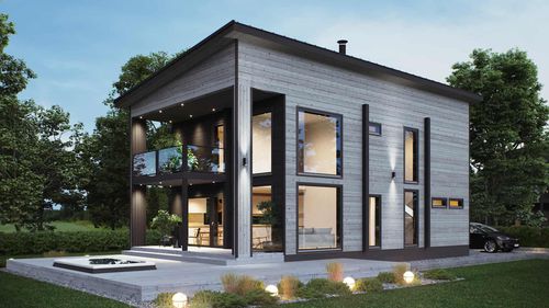 Log house - USVA 151 - Kuusamo Hirsitalot Oy - modular / contemporary / two-story