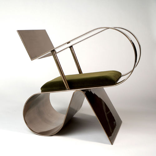 Original design armchair - SYMPHONY - Jason Mizrahi Designs - velvet / aluminum / customizable