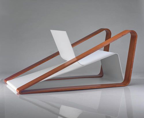 Original design armchair - A VOLARE - Jason Mizrahi Designs - powder-coated steel / maple / white