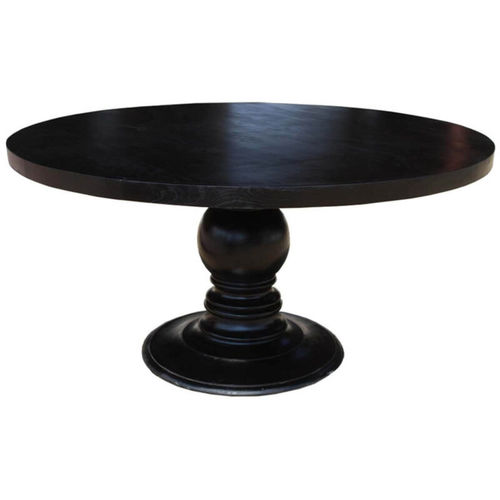 Traditional dining table - BROCTON  - Furniture BoutiQ - ebony / wooden base / round