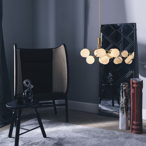 Contemporary chandelier - APIALES 9 - Nuura - blown glass / brushed brass / LED