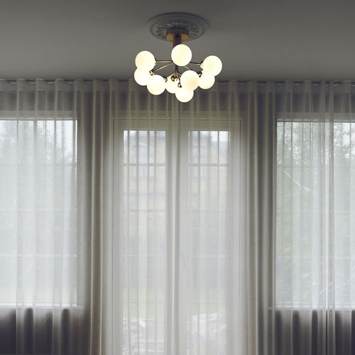 Contemporary ceiling light - APIALES 9 - Nuura - blown glass / brushed brass / LED