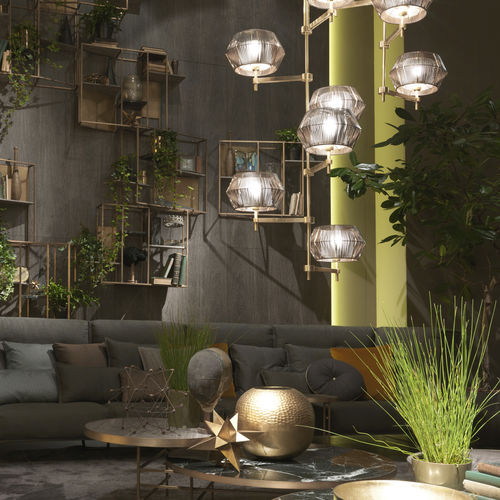Contemporary chandelier - N09O1 - Patrizia Garganti - leather / commercial / with lamp shades