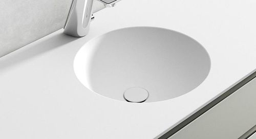 Built-in washbasin - NAPOLI - Kyrya Group - ceramic / round / 1-hole