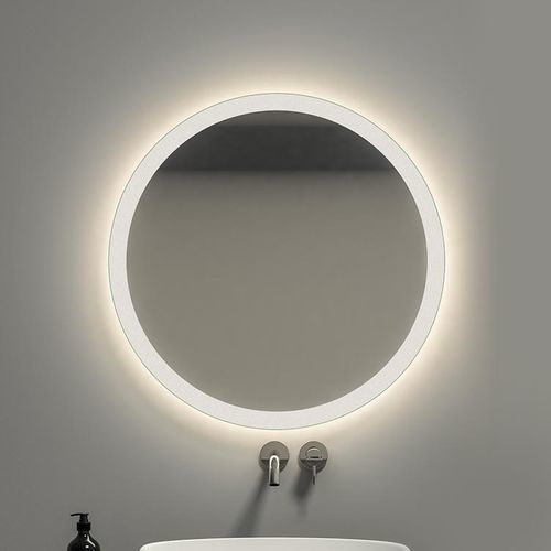 Wall-mounted bathroom mirror - AURA  - Kyrya Group - contemporary / round / white