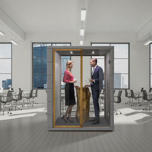 Acoustic privacy office space - MICROOFFICE CUBIQ - SilentLab - 2 person / with glass door / glass