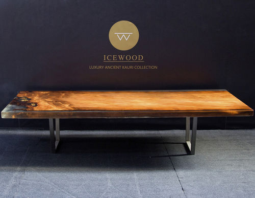 Contemporary table - Floating Dream - Icewood - wooden / resin / metal base