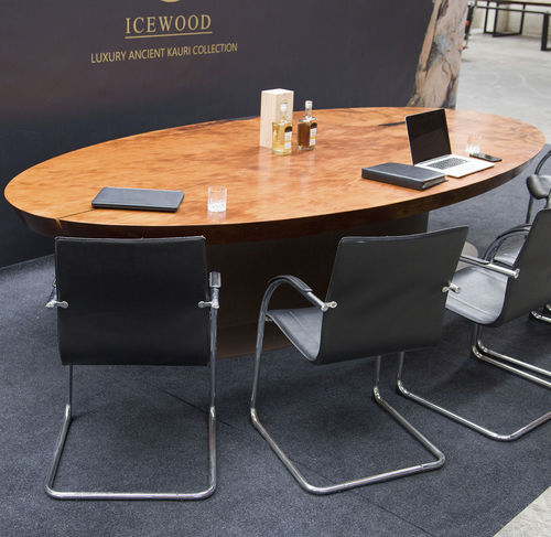 Contemporary boardroom table - Icewood - wooden / resin / wooden base