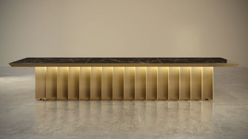 Contemporary conference table - GIOVANNOZZI MARMI S.R.L. - marble / metal base / rectangular