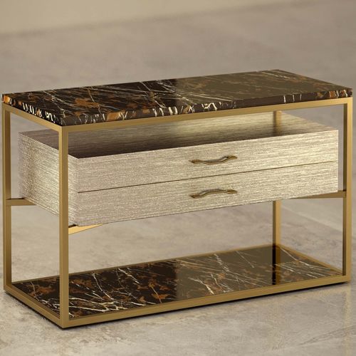 Contemporary bedside table - GIOVANNOZZI MARMI S.R.L. - wooden / marble / brass base
