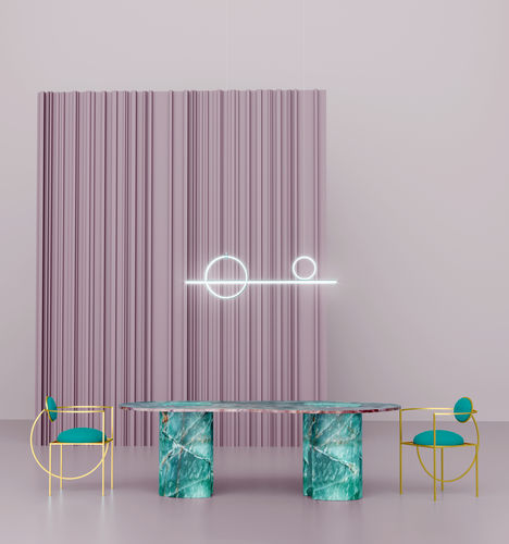 Contemporary dining table - MARAGNON - GIOVANNOZZI MARMI S.R.L. - marble / quartzite / marble base