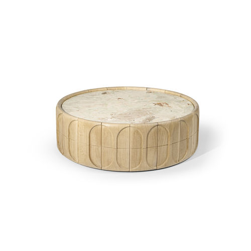 Contemporary coffee table - CONCAVE - HESSENTIA | Cornelio Cappellini - marble / wooden base / round