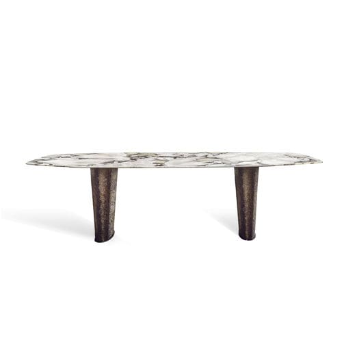 Contemporary table - CHEOPE  - HESSENTIA | Cornelio Cappellini - marble / metal base / oval