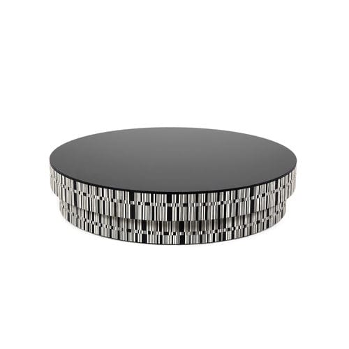 Contemporary coffee table - ENIGMA - HESSENTIA | Cornelio Cappellini - glass / wood veneer base / round