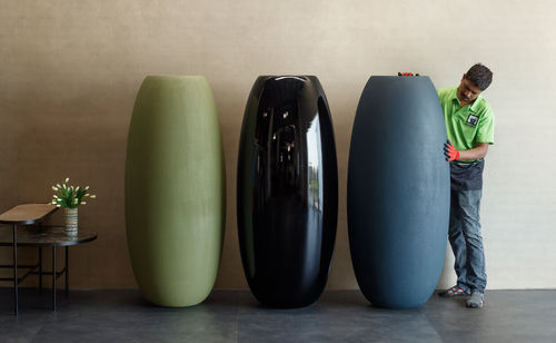 Fiberglass planter - Corin 60MS - Bonasila - oval / lightweight / commercial