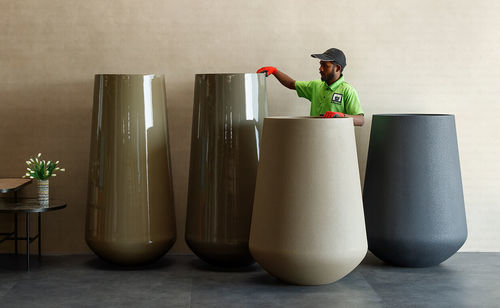GRP planter - Olezio MS - Bonasila - glass-reinforced plastic / semicircular / lightweight