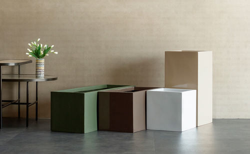 Fiberglass planter - Rezelo-14 - Bonasila - rectangular / rustic / commercial