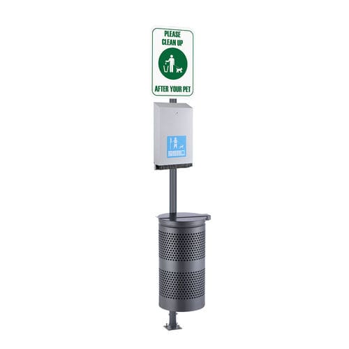 Floor-mounted dog waste bag dispenser - ECO MAXI - FEPRO - for public space / customizable / with advertising panel