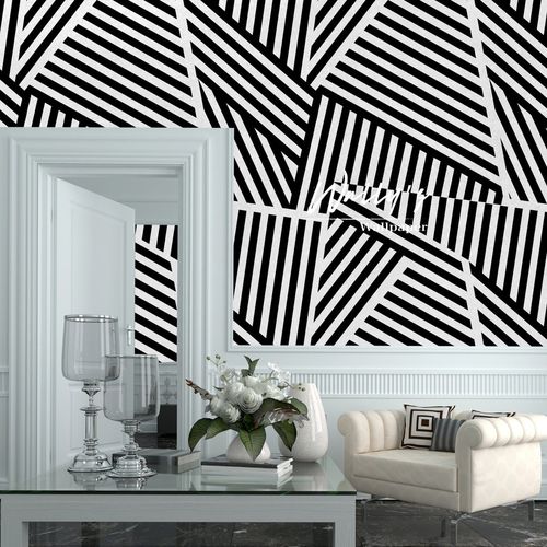 Contemporary wallpaper - CATCH'S GEO - Wally's - striped / gray / white