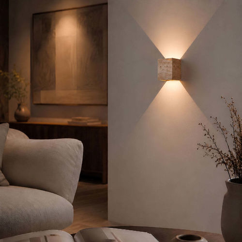 Contemporary wall light - 201093 - s.LUCE - indoor / metal / travertine