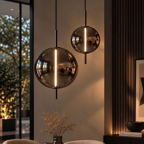Contemporary ceiling light - MIRA - s.luce - round / metal / blown glass