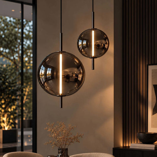 Minimalist design ceiling light - MIRA - s.luce - round / blown glass / metal