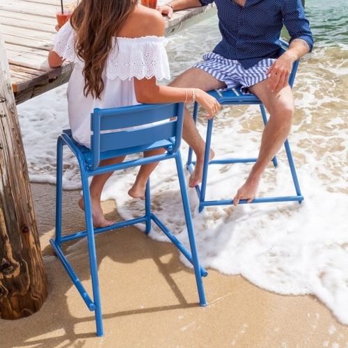 Contemporary bar chair - Edmond & Fils - outdoor / wooden / steel
