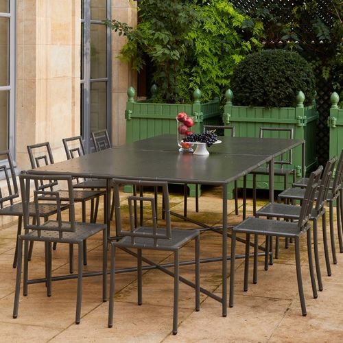 Traditional dining table - SIAM - Edmond & Fils - steel / steel base / rectangular