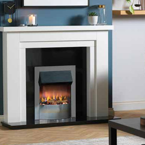 Electric open hearth - PORTREE - Dimplex - 1-sided / chromed metal / built-in