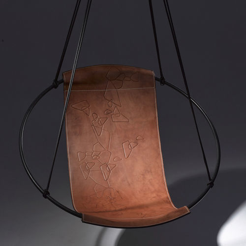 Contemporary hanging chair - SLING DEBOSSED - Studio Stirling - patio / indoor / leather