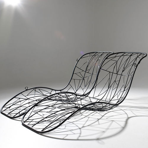 Minimalist design sun lounger - Recliner Double - Studio Stirling - stainless steel / steel / powder-coated steel
