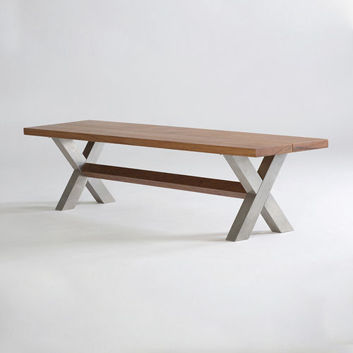 Contemporary bench - SWORD FISH - Beltempo USA - teak / stainless steel / without backrest