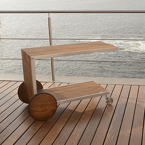 Commercial trolley - LOG  - Beltempo USA - stainless steel / teak