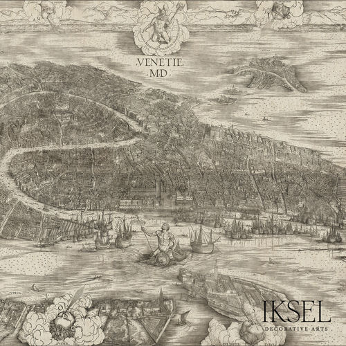 Contemporary wallpaper - MU112 View of Venice Sepia Tones - Iksel Decorative Arts - panoramic / geometric pattern / urban motif