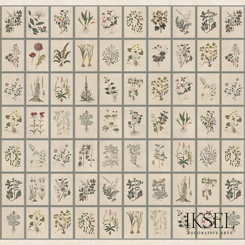 Contemporary wallpaper - SC146 Renaissance Herbier Original - Iksel Decorative Arts - nature pattern / floral / geometric pattern