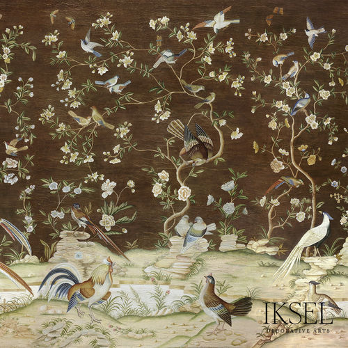 Contemporary wallpaper - SC147 DUTCH TREE OF LIFE - Iksel Decorative Arts - fiberglass / vinyl / floral