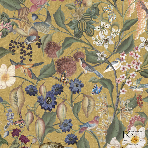 Contemporary wallpaper - SC153 Blooming Fantasy - Iksel Decorative Arts - fiberglass / vinyl / nature pattern