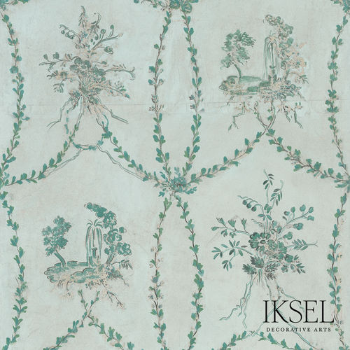 Contemporary wallpaper - RW412 Dominos Louis XVI - Iksel Decorative Arts - fiberglass / vinyl / floral pattern
