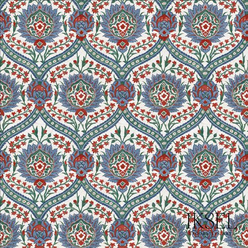 Contemporary wallpaper - RW107 IZNIK HAREM - Iksel Decorative Arts - fiberglass / vinyl / geometric pattern