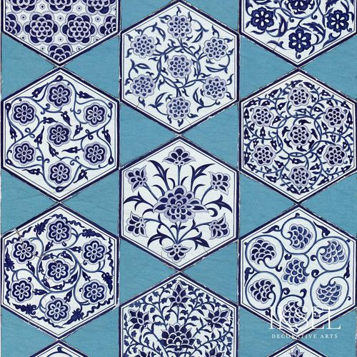 Contemporary wallpaper - RW114 Iznik Star Tiles - Iksel Decorative Arts - fiberglass / vinyl / geometric pattern