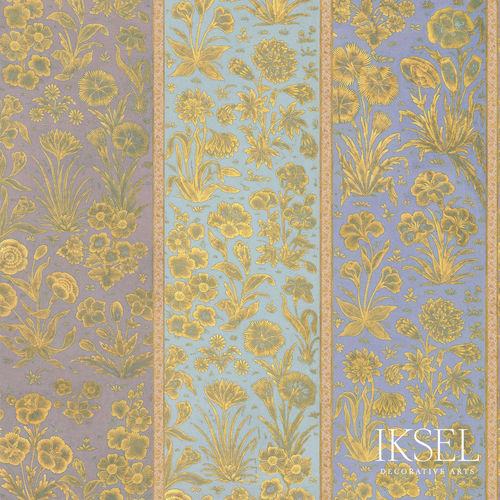 Traditional wallpaper - RW925 Kutch Behar Stripe cs01 Original - Iksel Decorative Arts - fiberglass / vinyl / floral
