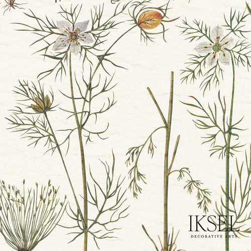 Contemporary wallpaper - RW417 Herbier - Iksel Decorative Arts - fiberglass / vinyl / nature pattern