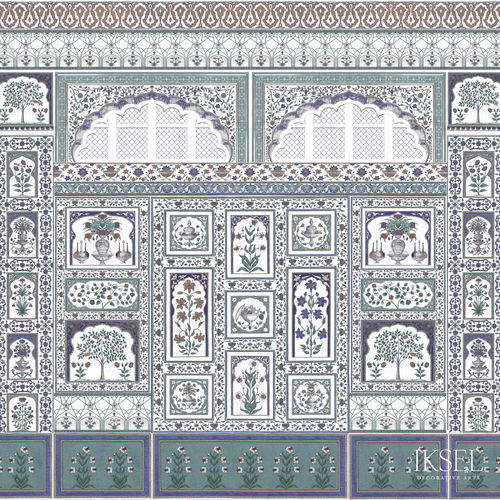 Contemporary wallpaper - AR305 Amber cr15 Nattier - Iksel Decorative Arts - fiberglass / vinyl / floral pattern
