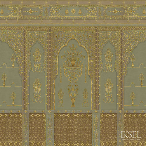 Contemporary wallpaper - AR301 Bikaner - Iksel Decorative Arts - vinyl / fiberglass / floral pattern