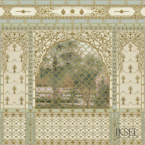 Contemporary wallpaper - AR302 Bikaner Bagh - Iksel Decorative Arts - vinyl / fiberglass / nature pattern